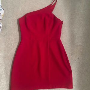 BCBG Red One Shoulder Dress